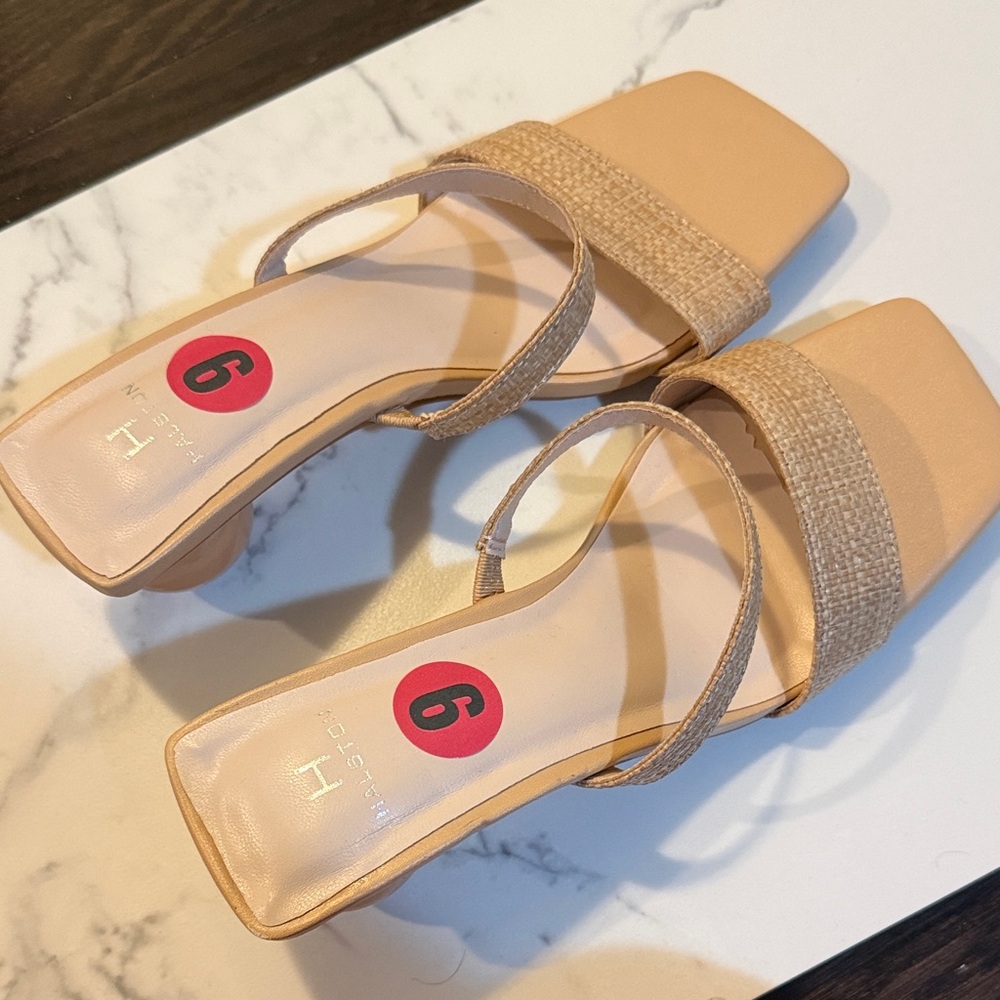 Halston Beige Strappy Heels - US size 6 Womens